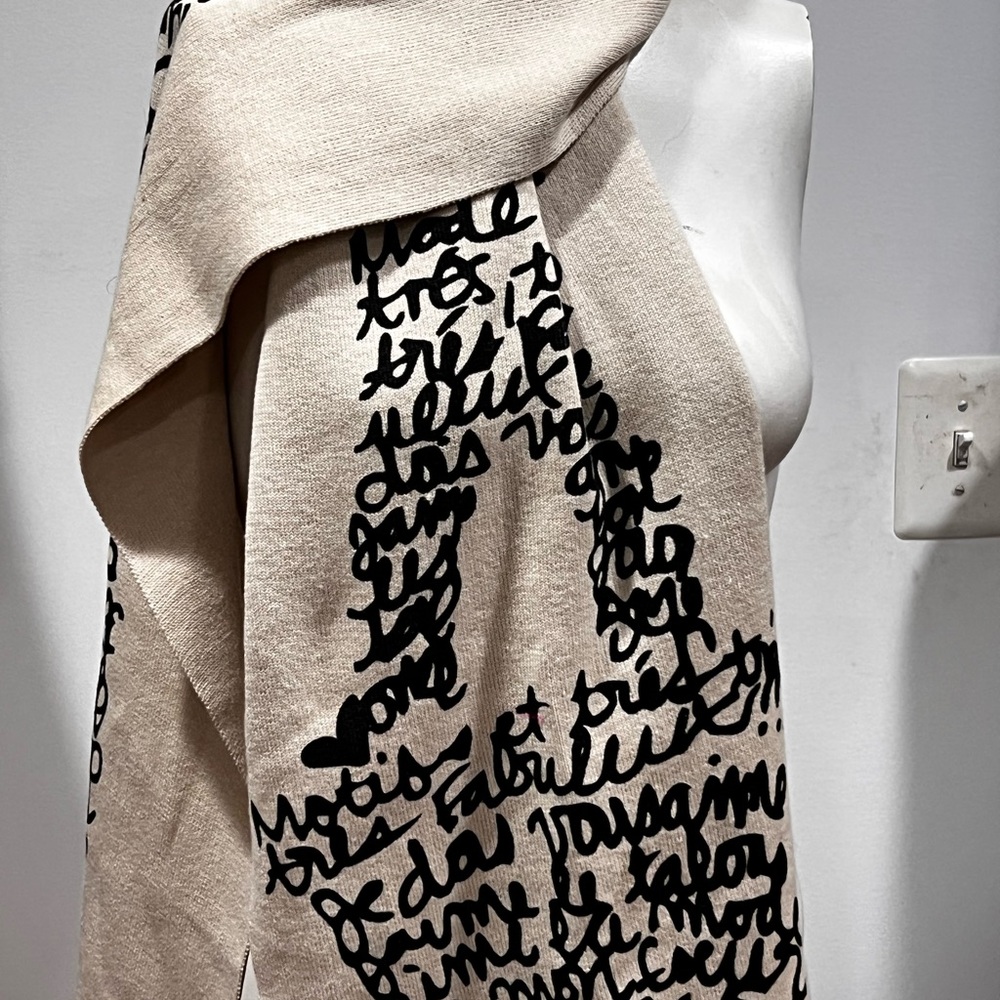 Black and Cream French Graphic Knit Sweater